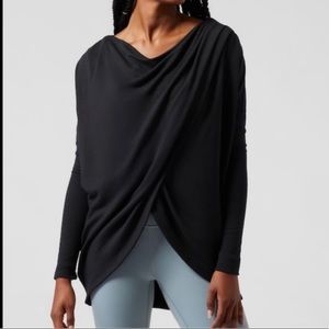 Athleta Purana wrap hooded sweatshirt in black, XXS, NWT